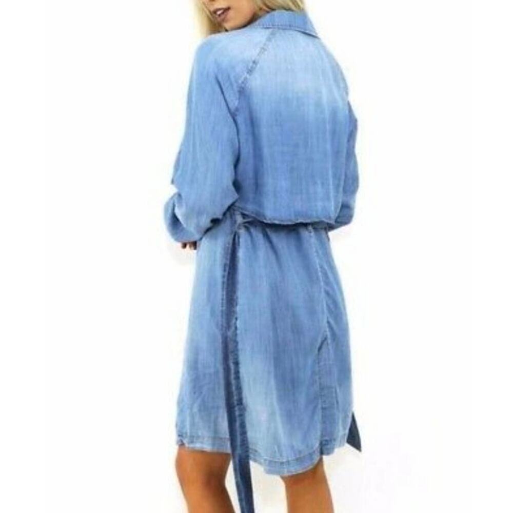 ANTHROPOLOGIE cloth & stone denim chambray duster coat size‎ medium new! - Picture 4 of 12